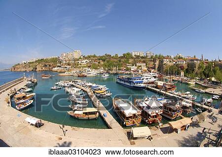 Stock Image - "Boats in the harbour, Antalya, Turkey, Asia". Fotosearch