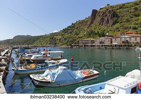 Stock Image - "Boats in the harbour, Assos, Canakkale Province, Marmara Region, Turkey, Asia". Fotosearch
