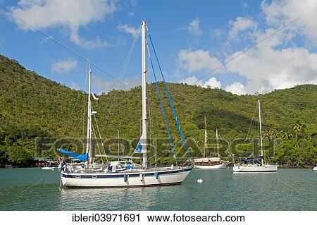 "Boats in the harbour, Marigot Bay, Castries, Saint Lucia, North America" View Large Photo Image Stock Image - "Boats in the harbour, Marigot Bay, Castries, Saint Lucia, North America". Fotosearch