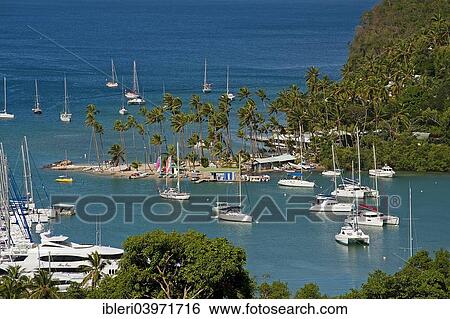 "Boats in the harbour, Marigot Bay, Castries, Saint Lucia, North America" View Large Photo Image Stock Photograph - "Boats in the harbour, Marigot Bay, Castries, Saint Lucia, North America". Fotosearch