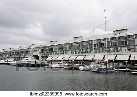 Stock Photograph - "Boats in the marina at the Finger Wharf, Woolloomooloo Bay, Sydney Harbour, Sydney, New South Wales, NSW, Australia, Oceania". Fotosearch