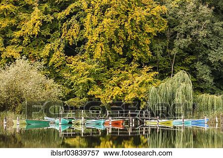 Stock Photo - "Boats, lake Ukleisee, Schleswig-Holstein, Germany, Europe". Fotosearch