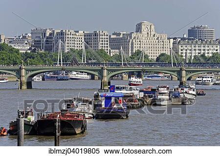 "Boats on the River Thames, Hungerford Bridge, London, England, United Kingdom, Europe" View Large Photo Image Stock Photography - "Boats on the River Thames, Hungerford Bridge, London, England, United Kingdom, Europe". Fotosearch