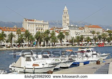 Stock Image - "Boats, promenade, Split, Dalmatia, Croatia, Europe". Fotosearch