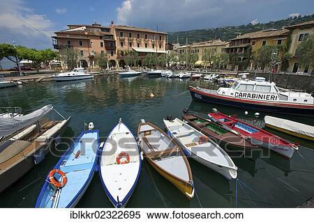 Stock Photography - "Boats, Torri del Benaco, Lake Garda, Italy, Europe". Fotosearch