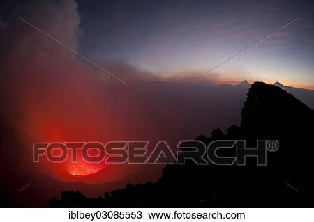 Stock Image - "Boiling lava lake in the crater of Mount Nyiragongo volcano, nahe Goma, Nord-Kivu, Congo, Democratic Republic of the Congo, Africa". Fotosearch