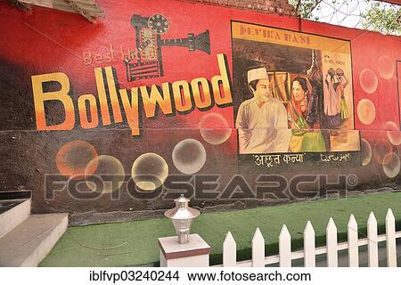 Picture - "Bollywood wall painting at SJ film studios, Mumbai, Maharashtra, India, Asia". Fotosearch