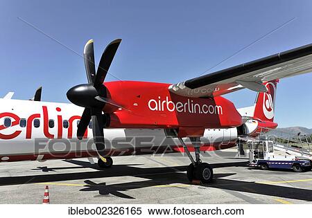 Stock Photography - "Bombardier Q400 airberlin, Florence Airport, Tuscany, Italy, Europe". Fotosearch