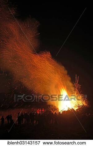 Stock Photo - "Bonfire or Biikebrennen, traditional folk festival in North Frisia, St. Peter-Ording, North Frisia, Schleswig-Holstein, Germany, Europe". Fotosearch
