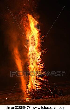 Stock Image - "Bonfire, Viktorsberg, Rhine Valley, Vorarlberg, Austria, Europe". Fotosearch