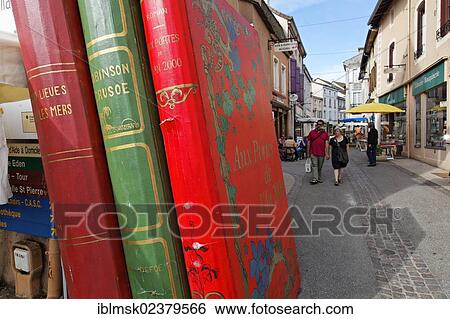 Stock Photograph - "Book village of Cuisery with 15 antique bookstores, Tournus, Burgundy region, department of Saone-et-Loire, France, Europe". Fotosearch