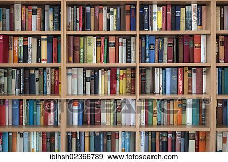 "Bookcase, wall shelf with German Fiction" View Large Photo Image Stock Photo - "Bookcase, wall shelf with German Fiction". Fotosearch