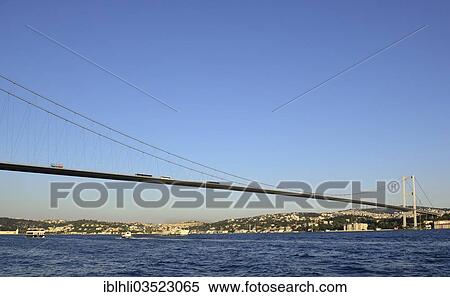 "Bosphorus Bridge, Asian shore seen from Ortakoey, Uskudar, Istanbul, asian and european side, Turkey, Asia" View Large Photo Image Stock Photography - "Bosphorus Bridge, Asian shore seen from Ortakoey, Uskudar, Istanbul, asian and european side, Turkey, Asia". Fotosearch