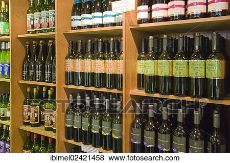 Stock Photo - Bottled juices and ciders in the shop of Biddenden Vineyards, Kent, England, United Kingdom, Europe. Fotosearch