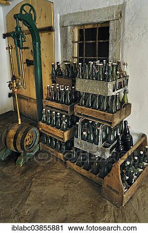 "Bottling equipment and beer crates, historic Schopf-Brauerei brewery, in Markus Wasmeier Farm and Winter Sports Museum, Schliersee, Upper Bavaria, Bavaria, Germany, Europe" View Large Photo Image Stock Image - "Bottling equipment and beer crates, historic Schopf-Brauerei brewery, in Markus Wasmeier Farm and Winter Sports Museum, Schliersee, Upper Bavaria, Bavaria, Germany, Europe". Fotosearch