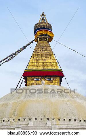 "Boudhanath Stupa, two eyes looking down, Kathmandu, Kathmandu District, Bagmati Zone, Nepal, Asia" View Large Photo Image Stock Image - "Boudhanath Stupa, two eyes looking down, Kathmandu, Kathmandu District, Bagmati Zone, Nepal, Asia". Fotosearch