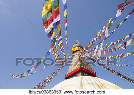 "Boudhanath Stupa, with prayer flags, Kathmandu, Nepal, Asia" View Large Photo Image Stock Photo - "Boudhanath Stupa, with prayer flags, Kathmandu, Nepal, Asia". Fotosearch