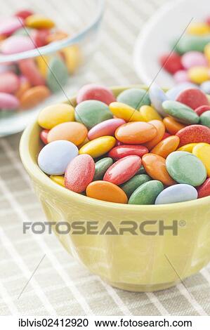 Bowls with multicolored candy View Large Photo Image Stock Image - Bowls with multicolored candy. Fotosearch