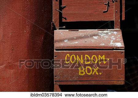 "Box of condoms labelled """"Condom Box"""", Yadi, Mongar District, Bhutan, Asia" View Large Photo Image Picture - "Box of condoms labelled """"Condom Box"""", Yadi, Mongar District, Bhutan, Asia". Fotosearch