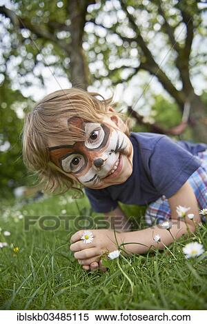 "Boy, 4 years, in the garden, with a rabbit face paint, Germany, Europe" View Large Photo Image Stock Photography - "Boy, 4 years, in the garden, with a rabbit face paint, Germany, Europe". Fotosearch