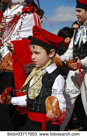 Stock Image - "Boy in traditional costume taking part in a parade, Ibiza, Spain, Europe". Fotosearch