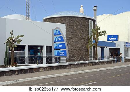 Stock Photo - "Branch of Banco del Pacifico in Puerto Ayora, Santa Cruz Island, Indefatigable Island, Galapagos Islands, Ecuador, South America". Fotosearch