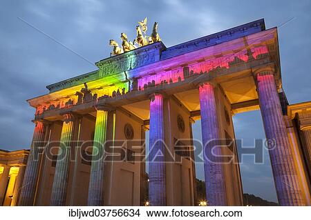 Picture - "Brandenburg Gate during The Festival of Lights, Berlin, Berlin, Germany, Europe". Fotosearch