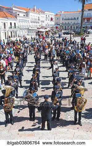 Picture - "Brass band, Nazare, Estremadura and Ribatejo, Portugal, Europe". Fotosearch