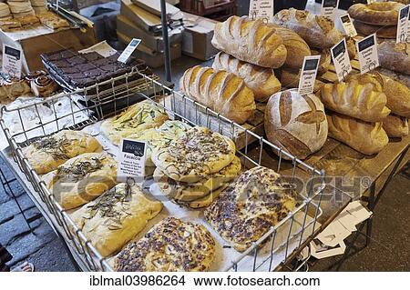 Picture - "Bread stall, Borough Market, Southwark, London, England, United Kingdom, Europe". Fotosearch