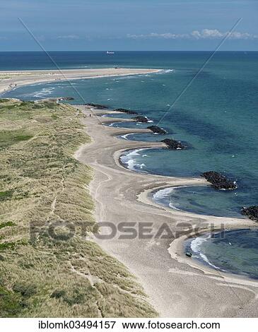 Stock Photo - "Breakwater, headland, meeting of the North Sea and the Baltic Sea, Grenen, Skagen, Jutland, Denmark, Europe". Fotosearch