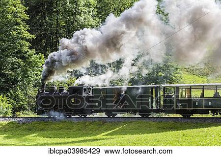Stock Photo - "Bregenz Forest Railway with steam locomotive, Bregenz Forest, Vorarlberg, Austria, Europe". Fotosearch