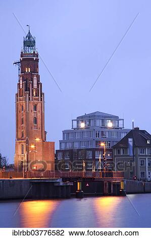 Stock Image - "Bremerhaven lighthouse, Neuer Hafen harbour, Bremerhaven, Bremen, Germany, Europe". Fotosearch