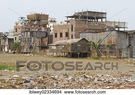 "Brick shell constructions and huts on the outskirts of Dhaka, Shyamoli, Dhaka, Bangladesh, South Asia, Asia" View Large Photo Image Picture - "Brick shell constructions and huts on the outskirts of Dhaka, Shyamoli, Dhaka, Bangladesh, South Asia, Asia". Fotosearch