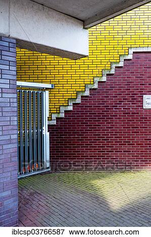 Stock Photo - "Brick walls, Sporenburg Eiland, Eastern Docklands, Amsterdam, province of North Holland, The Netherlands, Europe". Fotosearch