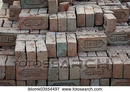Stock Photo - "Bricks with Devanagari script, Red Fort, Agra, Uttar Pradesh, India, Asia". Fotosearch