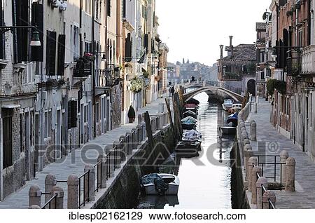 Stock Photo - "Bridge, houses along the canal Rio de la Fornace, Dorsoduro quarter, Venice, Venezia, Veneto, Italy, Europe". Fotosearch