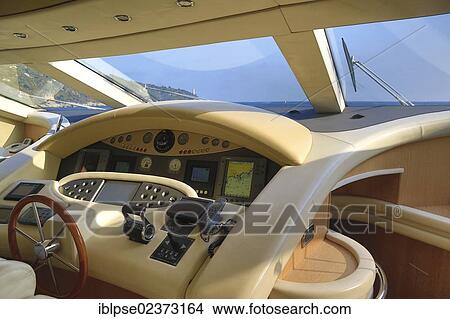 "Bridge, Leonardo II, a cruiser built by Azimut, type of boat: Leonardo 98, length: 30. 15 m, built in 2004, French Riviera, France, Mediterranean Sea, Europe" View Large Photo Image Picture - "Bridge, Leonardo II, a cruiser built by Azimut, type of boat: Leonardo 98, length: 30. 15 m, built in 2004, French Riviera, France, Mediterranean Sea, Europe". Fotosearch