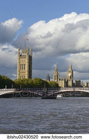 Stock Image - "Bridge over the River Thames in front of the Palace of Westminster or Houses of Parliament, Big Ben, London, England, United Kingdom, Europe". Fotosearch