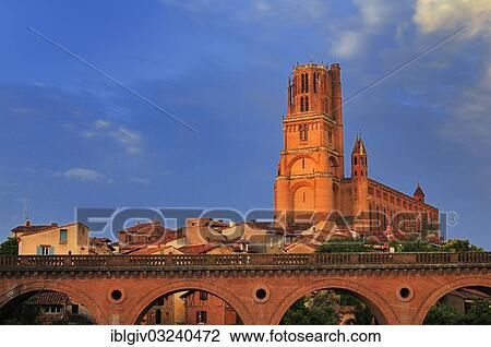 "Bridge over the Tarn River, Albi Cathedral, formally the Cathedral of Saint Cecilia, Cathedrale Sainte-Cecile d'Albi, historic center, Albi, Departement Tarn, Midi-Pyrenees, France, Europe" View Large Photo Image Stock Image - "Bridge over the Tarn River, Albi Cathedral, formally the Cathedral of Saint Cecilia, Cathedrale Sainte-Cecile d'Albi, historic center, Albi, Departement Tarn, Midi-Pyrenees, France, Europe". Fotosearch