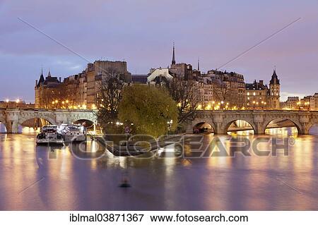 Stock Photo - "Bridge Pont Neuf and the Ile de la Cite, Paris, Region of Ile-de-France, France, Europe". Fotosearch