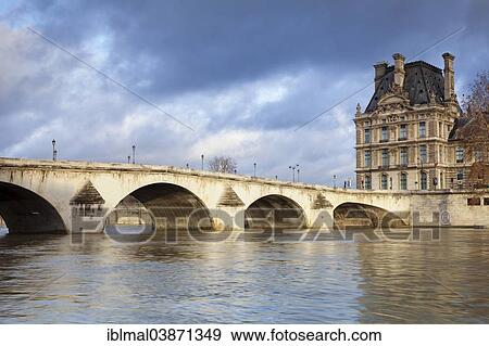 Stock Photo - "Bridge Pont Royal and the Louvre, Paris, Region of Ile-de-France, France, Europe". Fotosearch