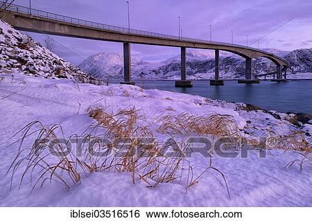 "Bridge with fjord in the evening light, Sommeroya, Tromso, ‪Troms, Northern Norway, Norway, Europe" View Large Photo Image Stock Photograph - "Bridge with fjord in the evening light, Sommeroya, Tromso, ‪Troms, Northern Norway, Norway, Europe". Fotosearch