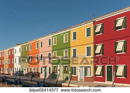Brightlty painted houses, Fondamenta di Cao Moleca, Burano, Venice, Veneto, Italy, Europe View Large Photo Image Stock Photo - Brightlty painted houses, Fondamenta di Cao Moleca, Burano, Venice, Veneto, Italy, Europe. Fotosearch