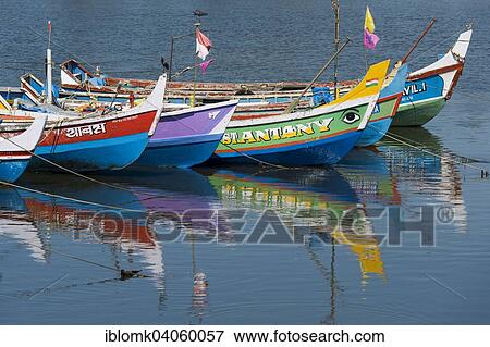 "Brightly painted fishing boats, near Alappuzha, Kerala, India, Asia" View Large Photo Image Stock Photo - "Brightly painted fishing boats, near Alappuzha, Kerala, India, Asia". Fotosearch