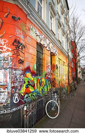 "Brightly painted homes, alternative scene, Hafenstrasse, St. Pauli, Hamburg, Germany, Europe" View Large Photo Image Stock Photo - "Brightly painted homes, alternative scene, Hafenstrasse, St. Pauli, Hamburg, Germany, Europe". Fotosearch