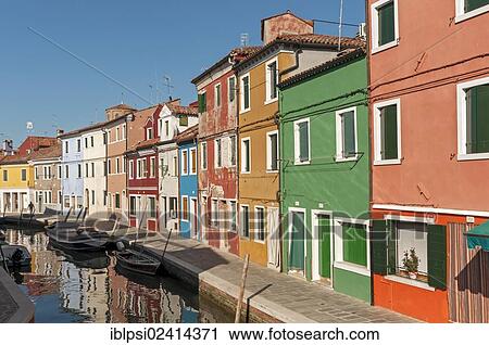 Brightly painted houses of Fondamenta Pontinello Destra, Burano, Venice, Veneto, Italy, Europe View Large Photo Image Stock Image - Brightly painted houses of Fondamenta Pontinello Destra, Burano, Venice, Veneto, Italy, Europe. Fotosearch