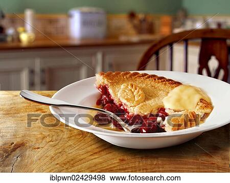 "British food, cherry pie and custard" View Large Photo Image Stock Photo - "British food, cherry pie and custard". Fotosearch