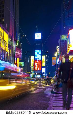 "Broadway at Times Square at night, people, taxis, motion blur, Manhattan, New York, USA" View Large Photo Image Stock Photography - "Broadway at Times Square at night, people, taxis, motion blur, Manhattan, New York, USA". Fotosearch