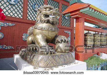 "Bronze lion near the entrance to the Ivolginsky Datsan, Buddhist temple, Buryatia, Russia, Europe" View Large Photo Image Stock Photography - "Bronze lion near the entrance to the Ivolginsky Datsan, Buddhist temple, Buryatia, Russia, Europe". Fotosearch