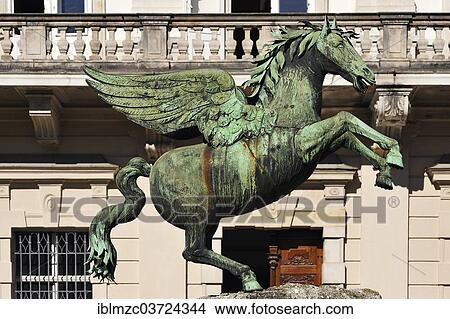 "Bronze Pegasus on Pegasus Fountain, sculptor Kaspar Gras, 1661, in front of Schloss Mirabell Palace, Salzburg, Salzburg State, Austria, Europe" View Large Photo Image Picture - "Bronze Pegasus on Pegasus Fountain, sculptor Kaspar Gras, 1661, in front of Schloss Mirabell Palace, Salzburg, Salzburg State, Austria, Europe". Fotosearch